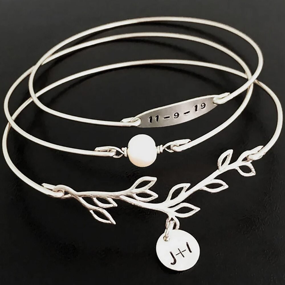 sterling Silver Wedding Bracelets Day Jewelry Bride Personalized Bridal Shower Gift For Future Daughter in Law From Mother