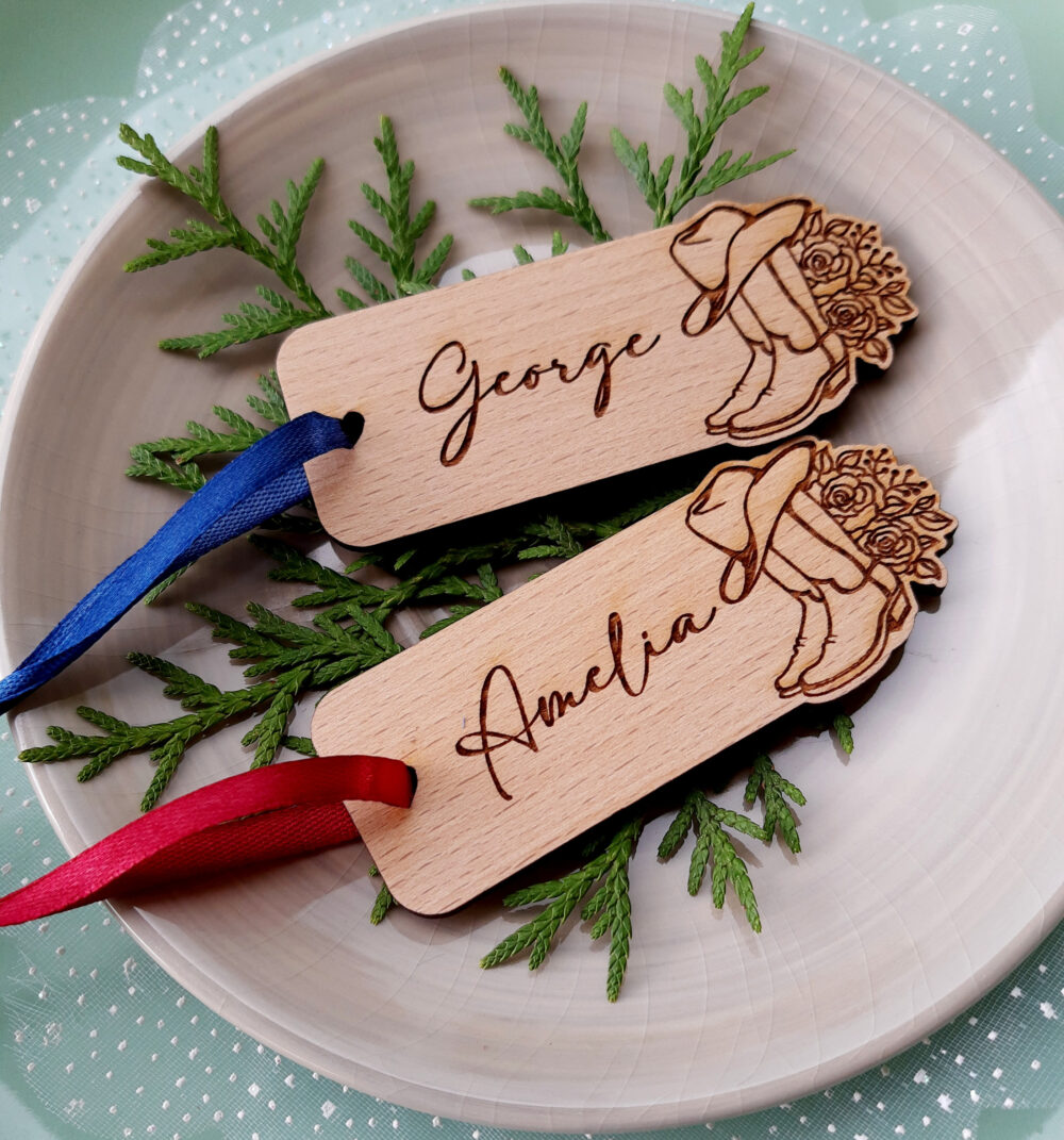 Cowboy Wedding Place Cards Double Up As Favors - Western Tags Table Rustic Wooden Name
