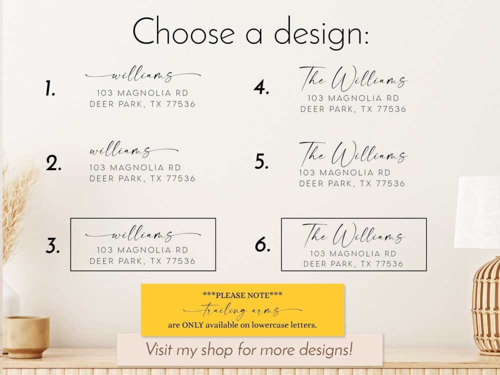 Modern Return Address Stamp | Wedding Stamp Housewarming Gift Save The Date Self Ink Stamper Wood Handle