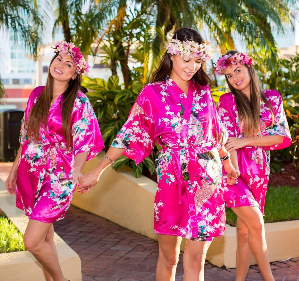 Sale 70% Off Bridesmaid Robes, Gift, Satin Bridesmaids Robe, Kimono Floral Bridal Proposal-Script