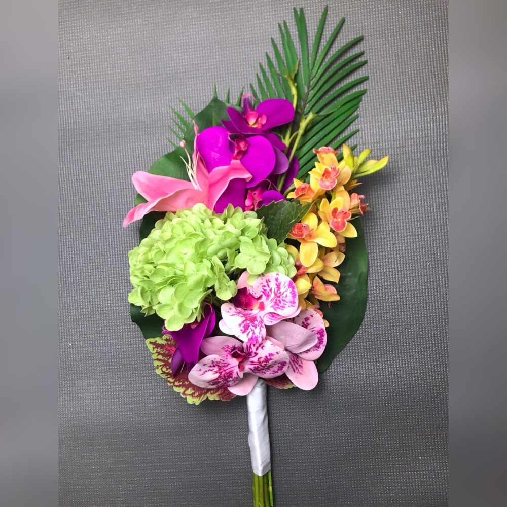 Tropical Wedding Bouquet, Island Bridal Flowers/ Monstera/ Boho Orchid Bouquet