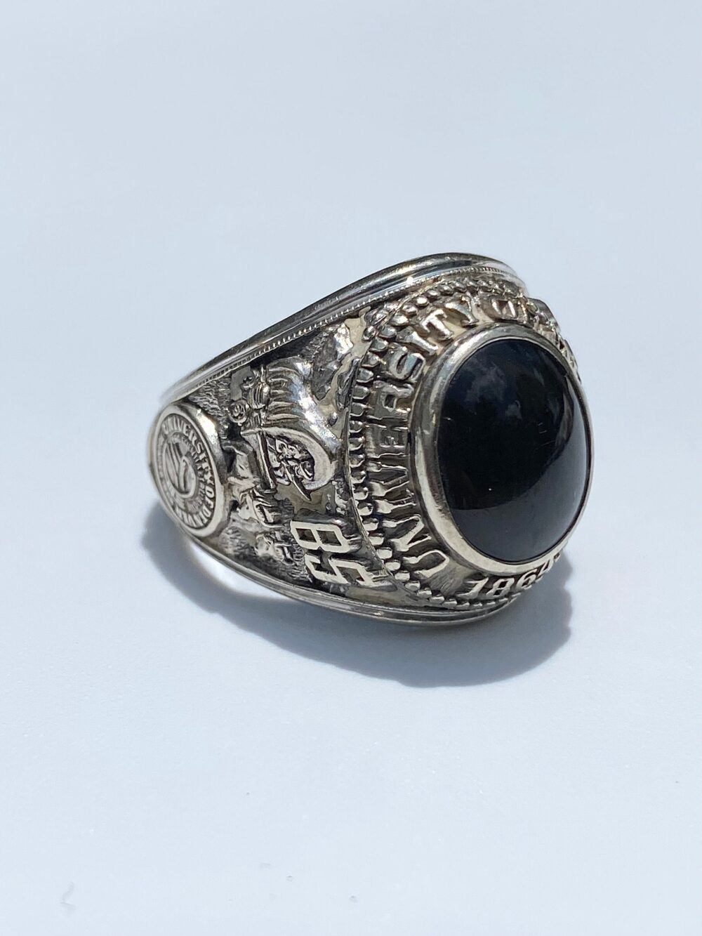 1985 Vintage Mens Jostens College Rings, 10K Gold Black Onyx Ring, Ring, University Of Denver Ring