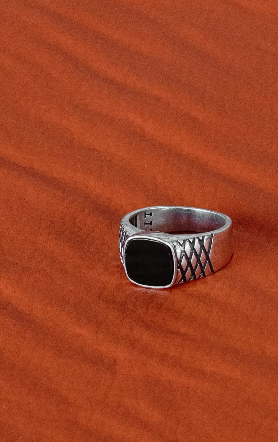 Men Onyx Rings/ Squircle Ring/ Black Signet/ Silver Ring Men/ Signet Stone