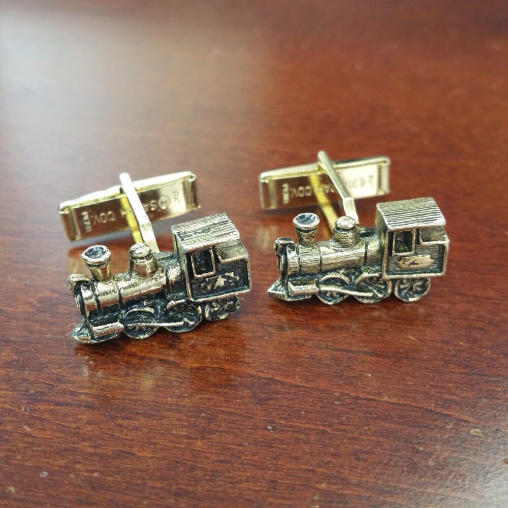Vintage Train Cufflinks, 1960S Sarah Coventry Steam Engine, Locomotive Gift For Dad, Collector, Conductor, Engineer, Steampunk Jewelry