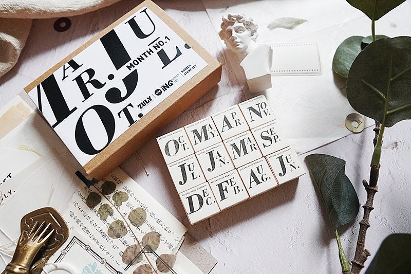 Calendar Rubber Stamps Set, Month, Week, Date Tracker For Creative Journal, Planner Label Stamps, Record Your Day