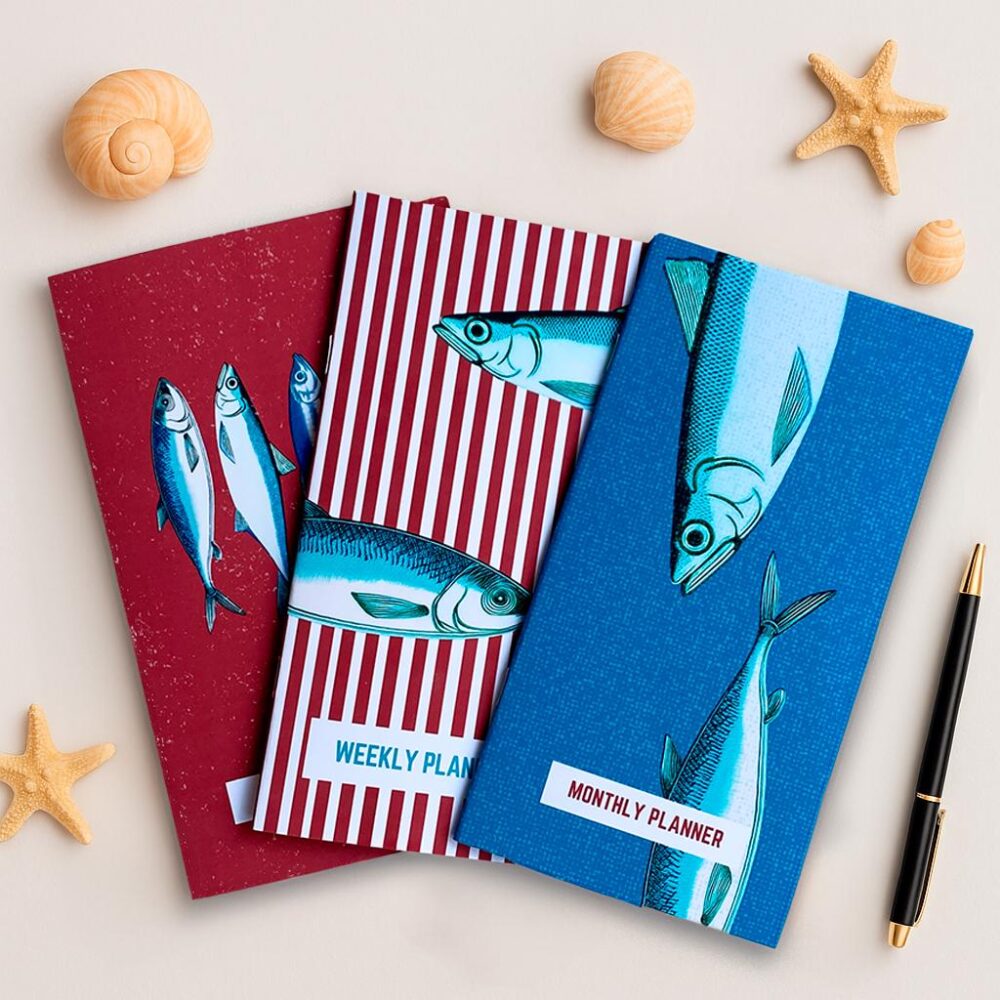 Set Of 3 Travelers Notebook Insert | "Sardines" Collection Planner Weekly, Monthly, Notes Standard Size 11 × 21 cm | 4.33 8.25 In