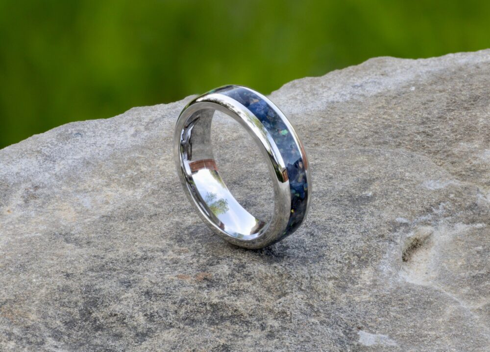 Sapphire Opal & Aquamarine Wedding Ring, Engagement Mens Womens Cobalt Chromium, Promise Unisex Ring