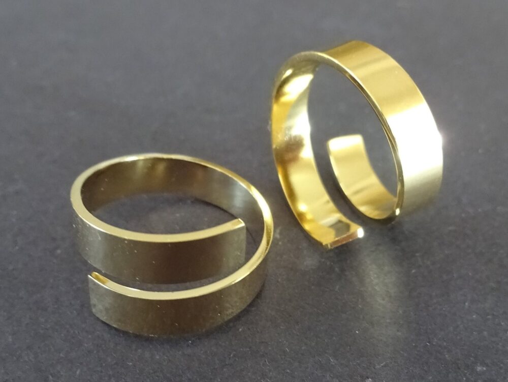 Adjustable Twisted Stainless Steel Ring, Band, Golden Color, Shiny Gold Thumb Spiral Band