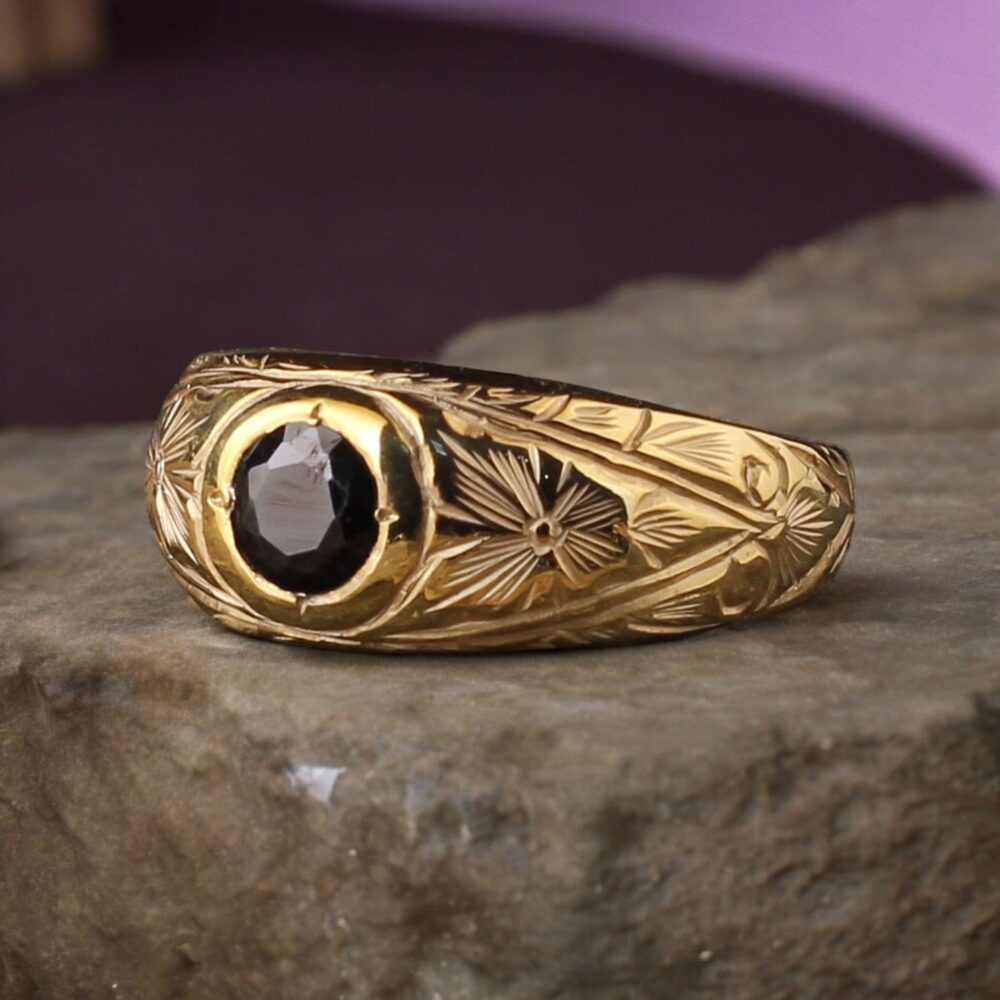 Men Birthstone Ring, 10K Solid Gold Ring, Birthday Gift For Him, Handmade Mens Ring, Man Handmade
