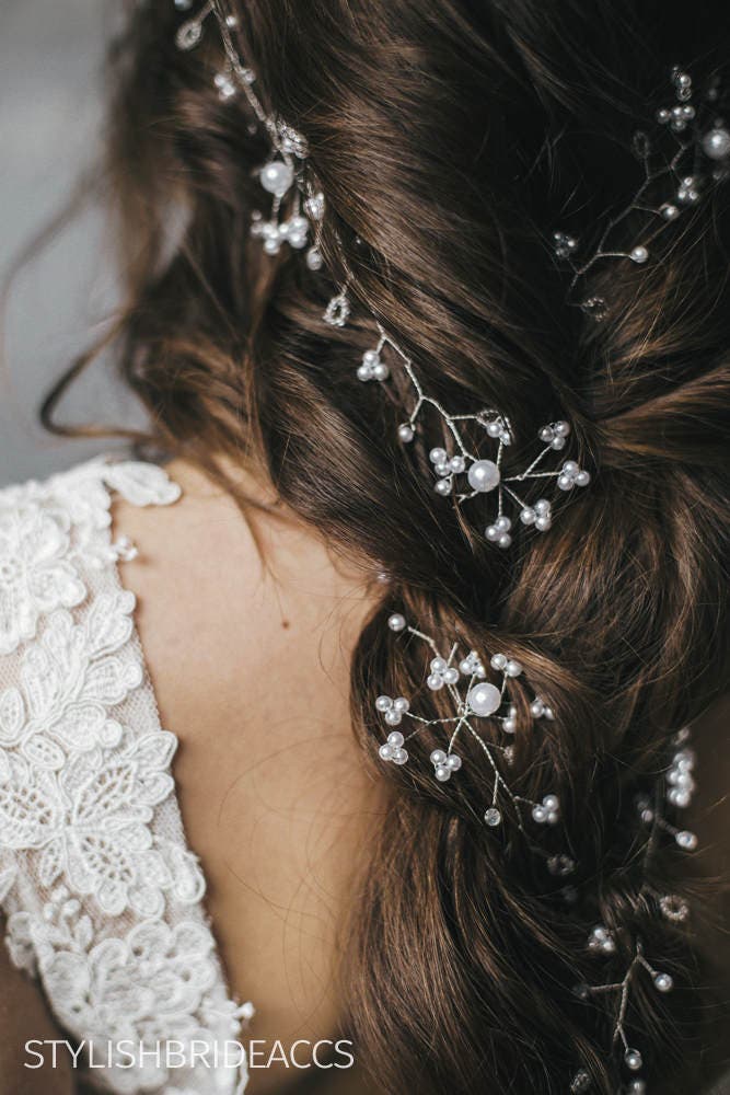 Bridal Hair Vine - Extra Long Boho Wedding Hair Vine 0.45-1.50 Meters, Wedding Pearl Vine, Pearl Accessories, Piece