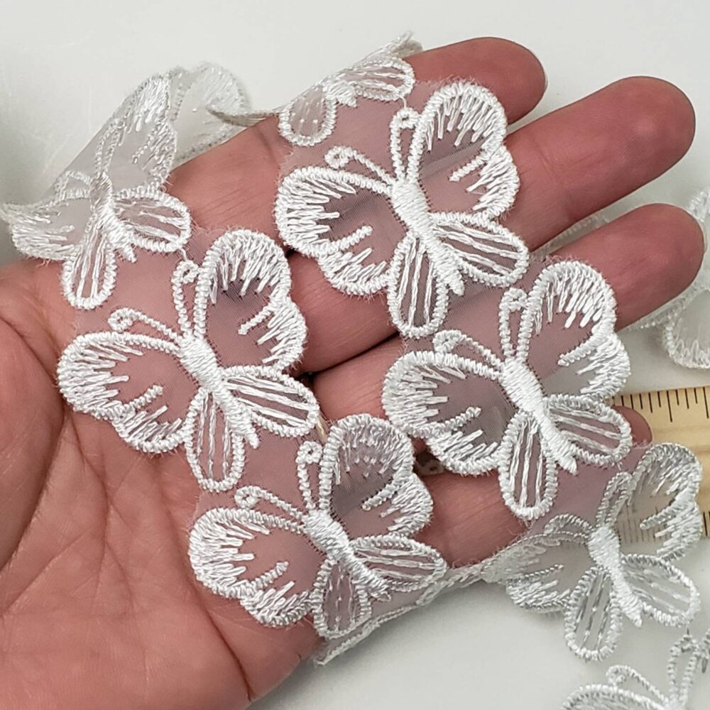 Butterfly Applique Lace, Embroidered Organza Lace Trim Embellishment. Sewing Or Craft Supplies, Junk Journal Shabby Chic