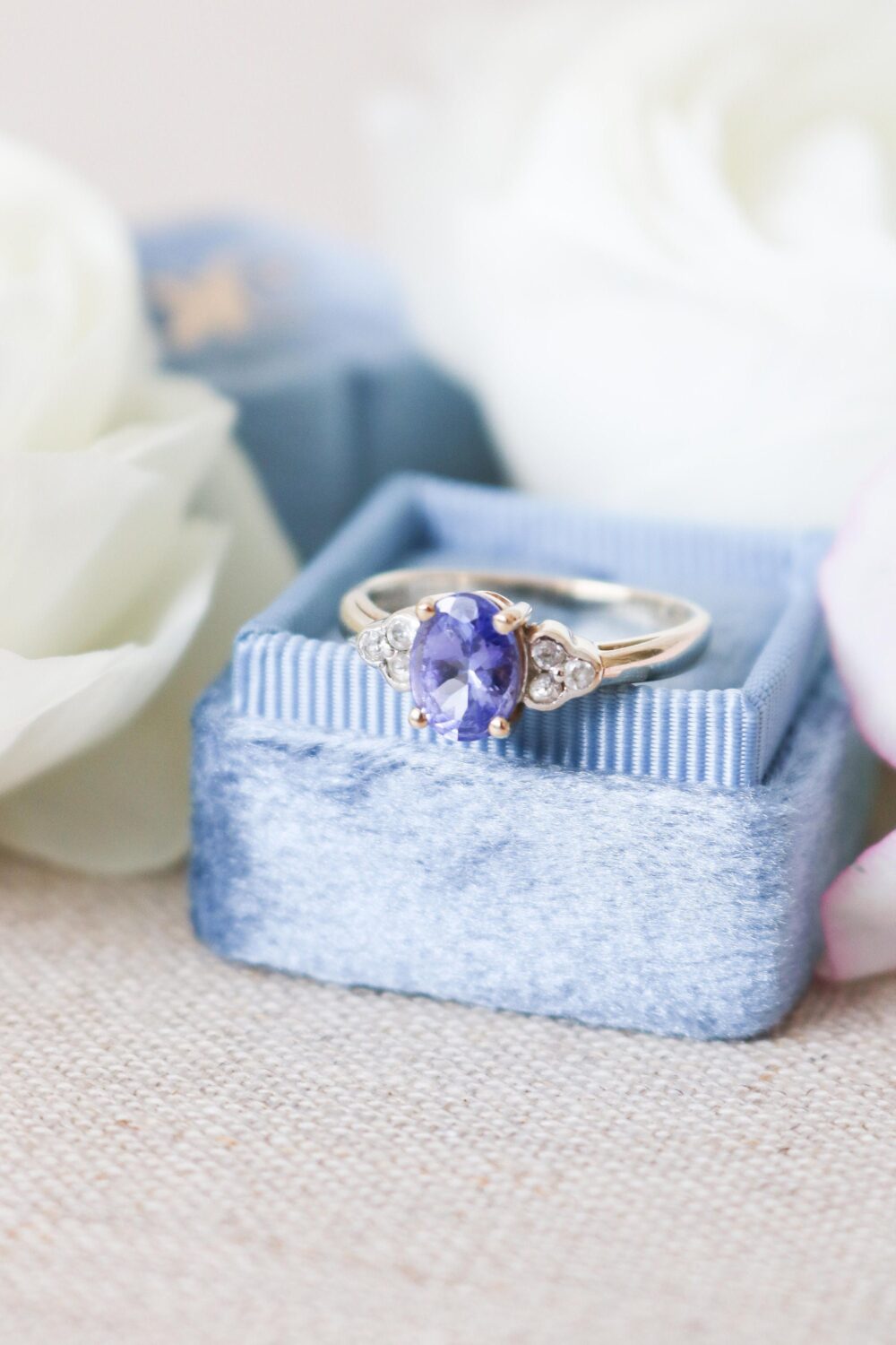 Vintage Engagement Ring, Topaz Engagement, Antique Art Deco Unique Tanzanite