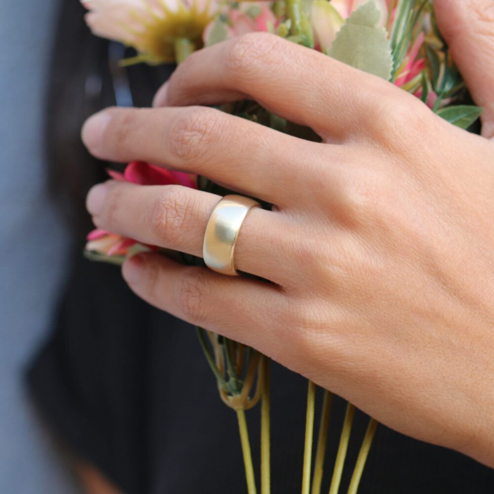 9mm Gold Band Women's Wedding Wide Classic Ring Dome Personalized Comfort Fit Handmade