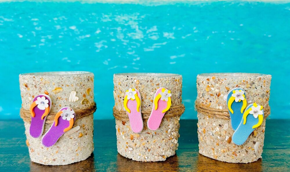 Colorful Flip Flop Candles, Glass Votive Specialty College Apartment, Fun Home Decor, Gurley Beach Gift, Handmade