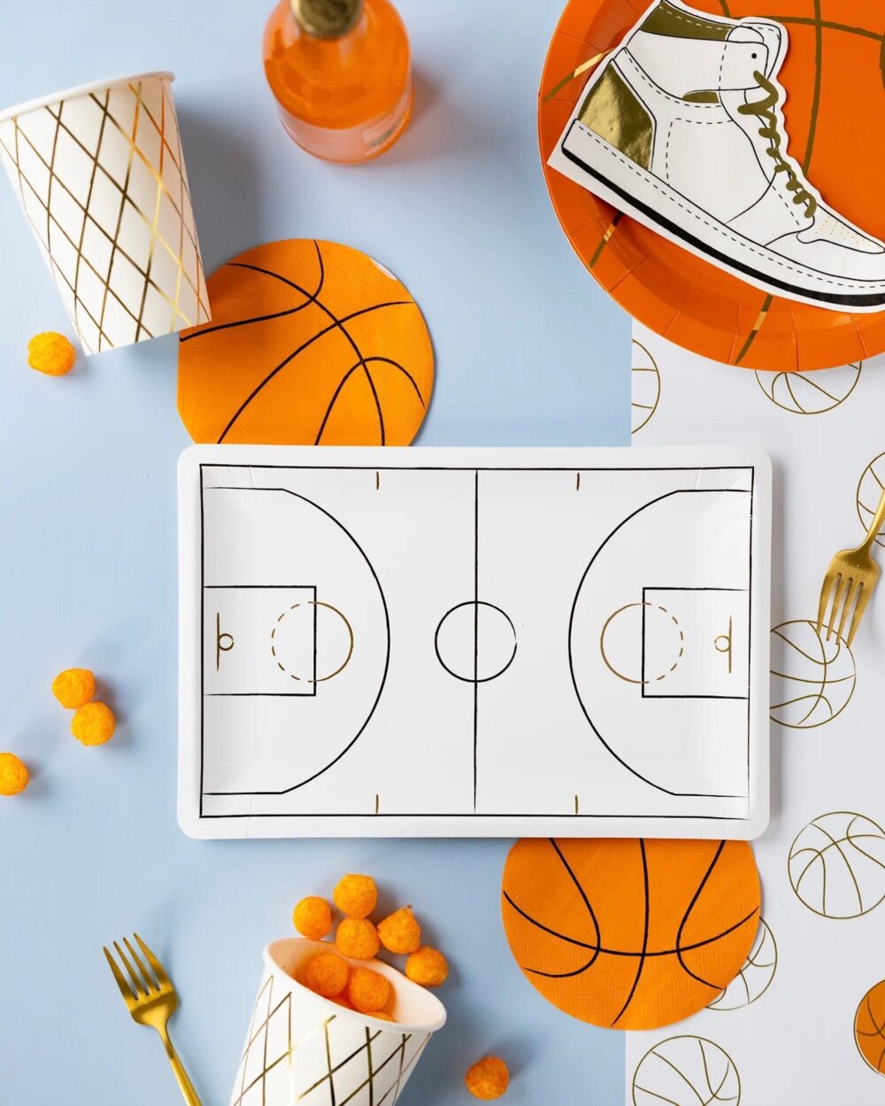 Basketball Party Plates, Disposable Paper Dinner Court, Birthday Supplies, Sports Theme Party, Mvp