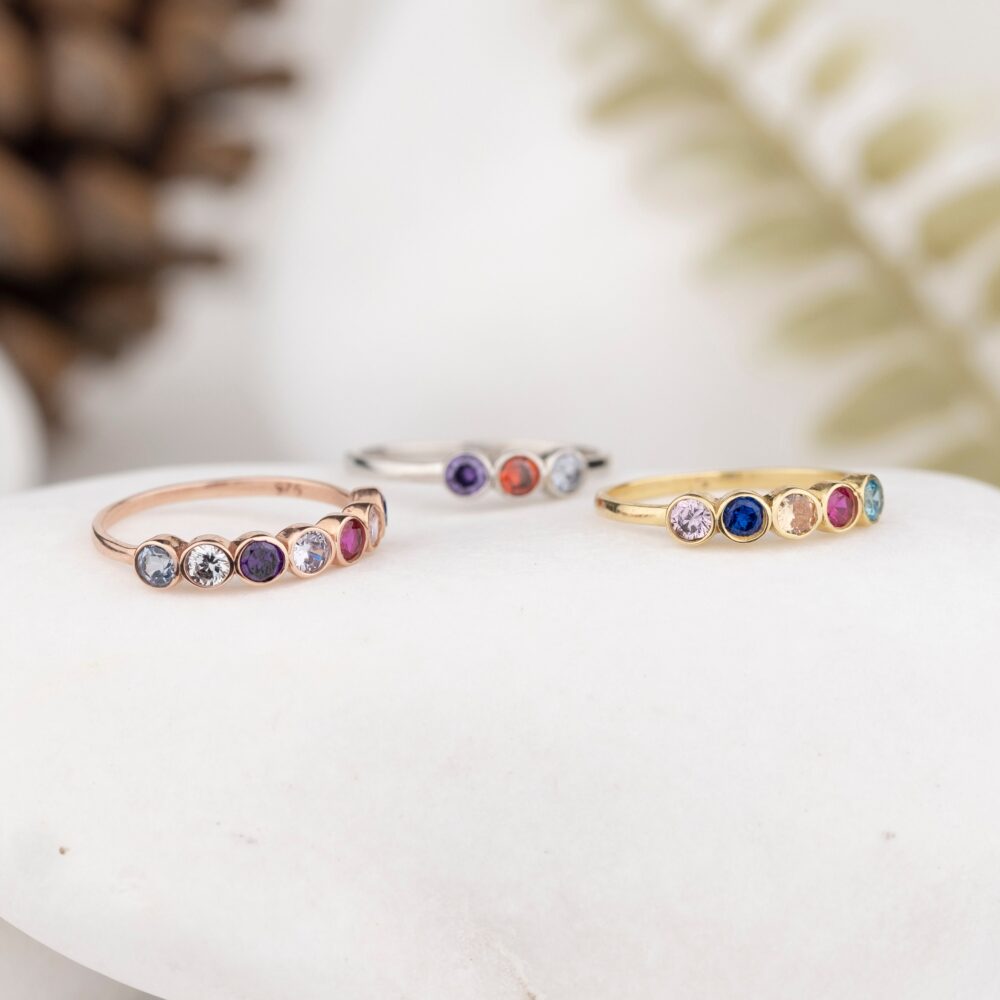 Family Birthstone Ring, Mother Grandma Ring Gifts, Gold Silver Dainty Personalize Gift, Valentines Gift For Her, Handcraft