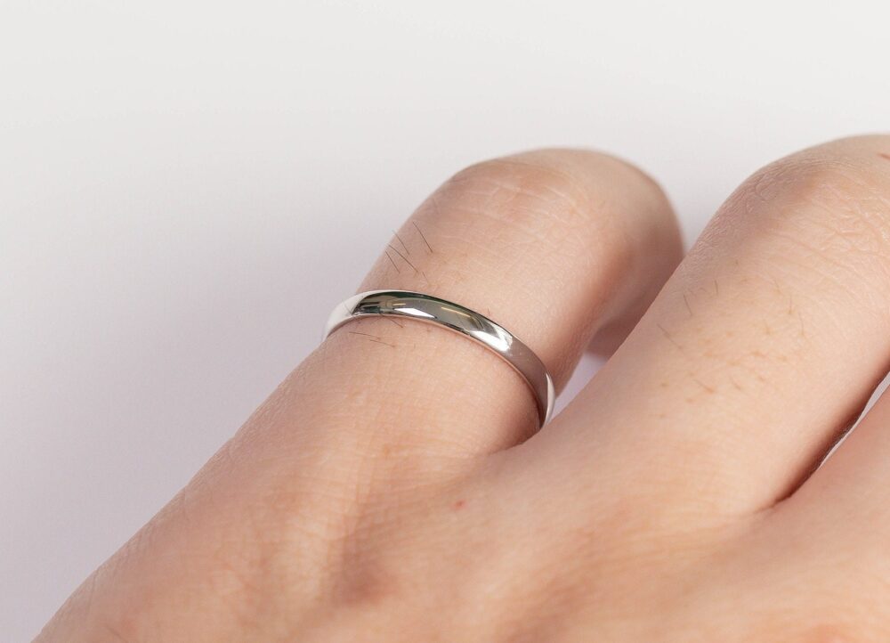 2.3mm Plain Wedding Band, 14K Solid Gold Stackable Minimalist Simple Classic Ring, Promes Ring