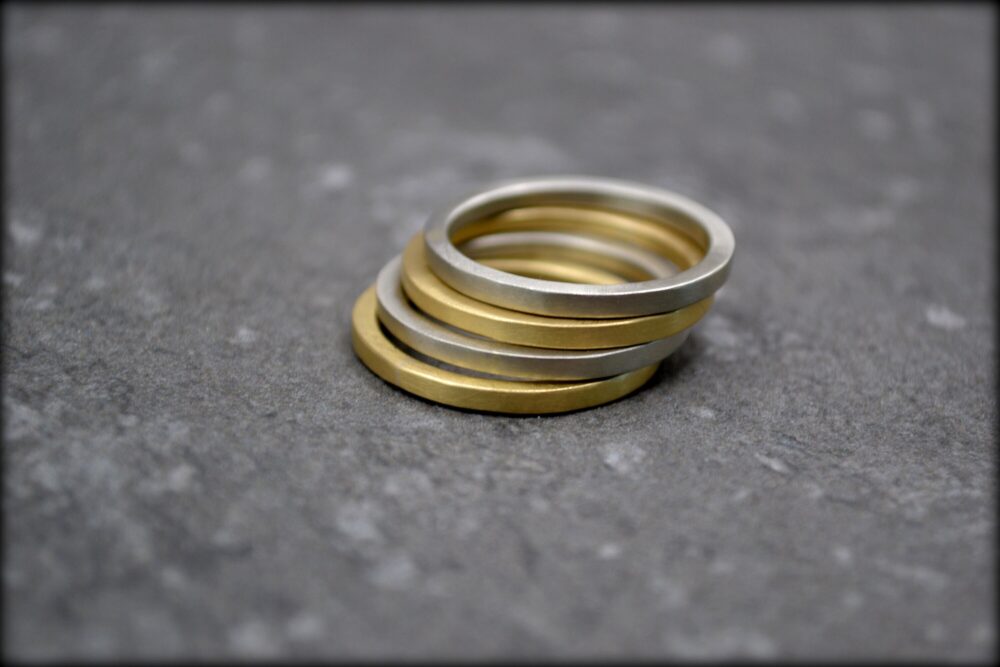 2mm Square Wire Stacking Rings, Plain Sterling Silver Or Brass Simple Everyday Wedding Band, Delicate Unisex Rings