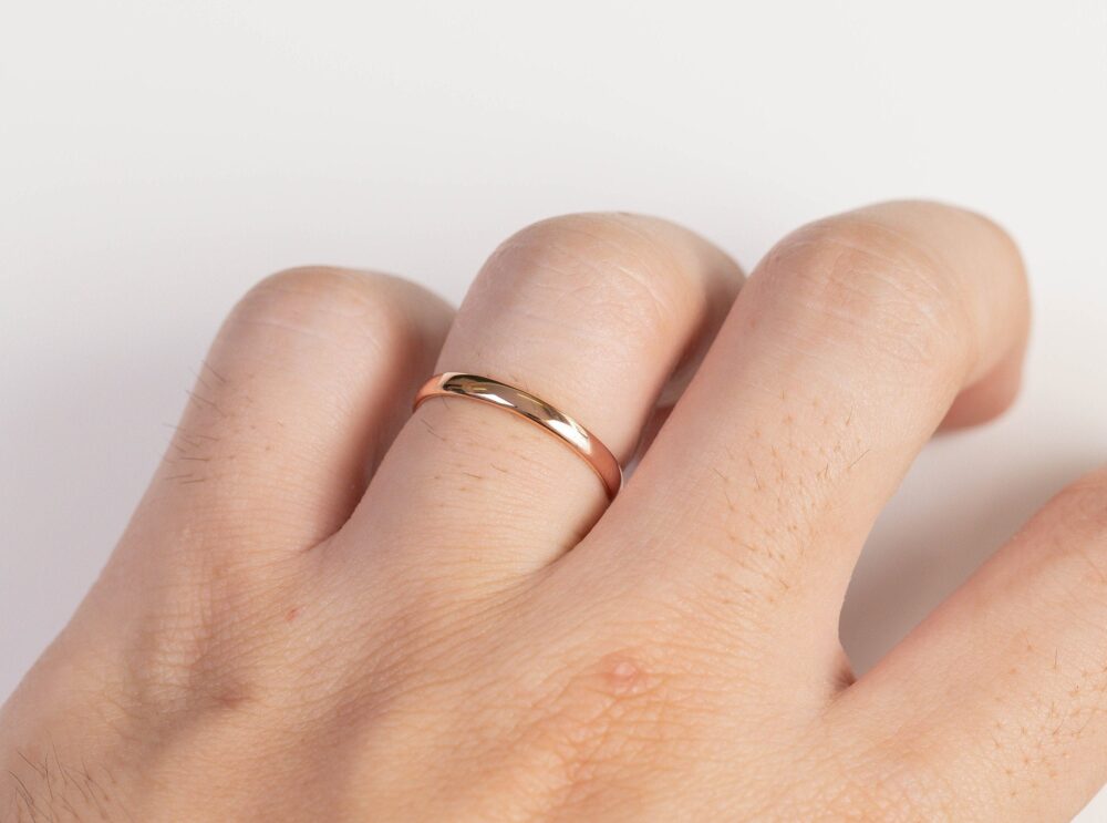 2.5mm Plain Wedding Band, Minimalist Simple Thin Stackable Gold Classic Ring