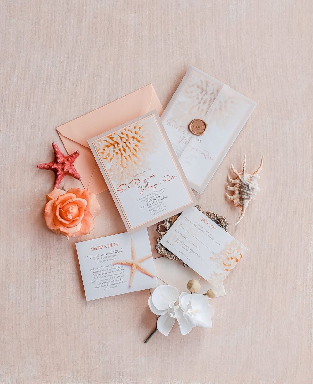 Beach Wedding Invitation, Destination Tropical Boho Invitations {Sunset Boulevard Design}