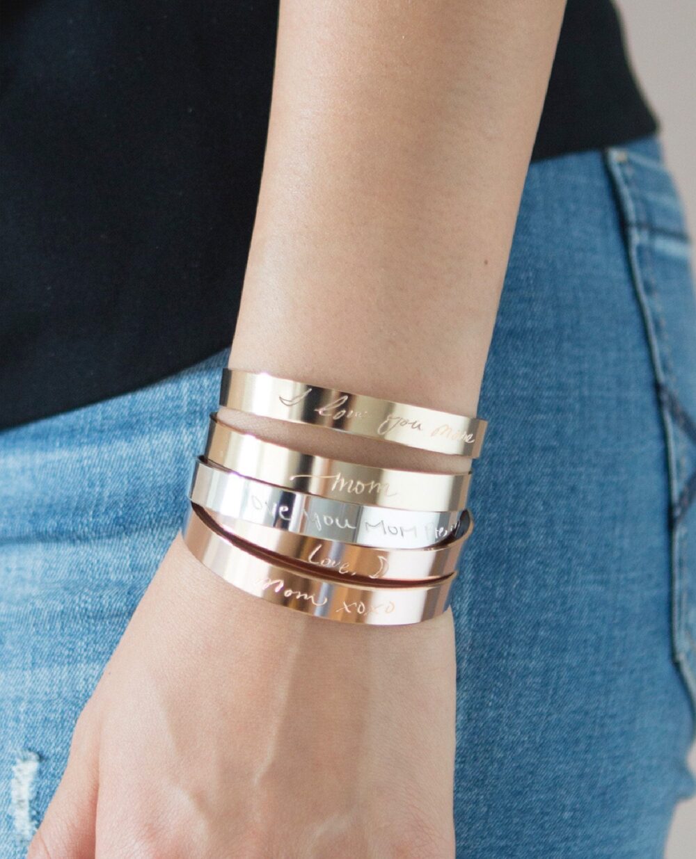 Handwriting Cuff Bracelet, Gold, Rose, Silver Bracelet, Inspirational Engraved Bracelet, Personalized Bracelet, Monogram Bracelet