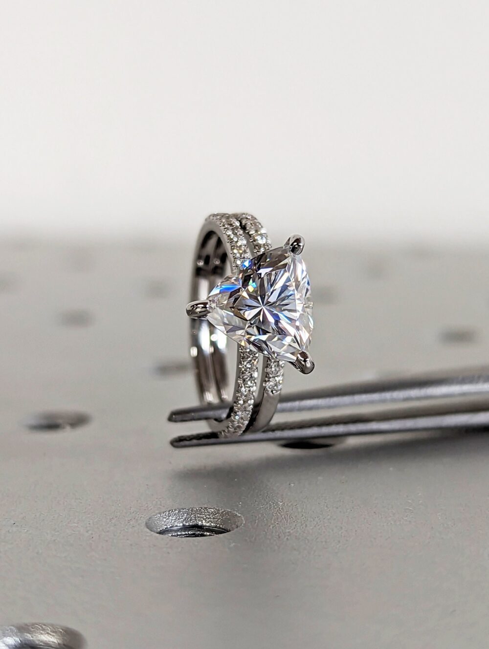 14K Solid Gold Engagement Ring/2.5Ct Trillion Moissanite Wedding Ring/Moissanite Ring Set/stack Ring/Promise Ring/White Gold Ring