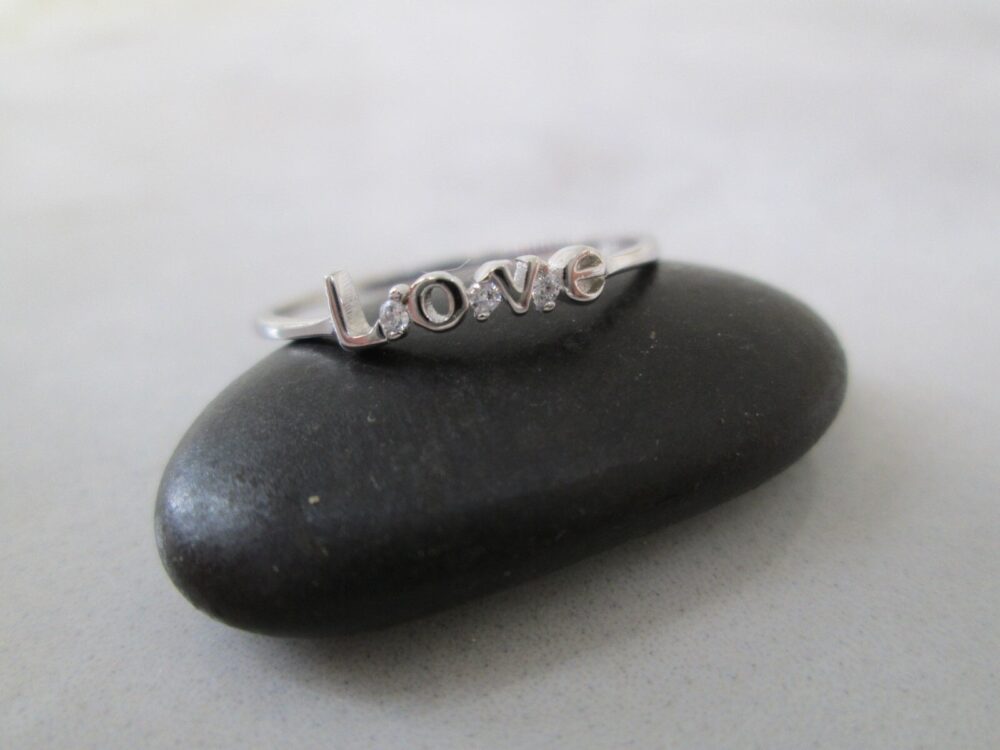 Dainty Sterling Love Ring>Silver Ring, Letter Ring, 925 Silver Ring, Romance, Bohemian Chic, Boyfriend, Friendship