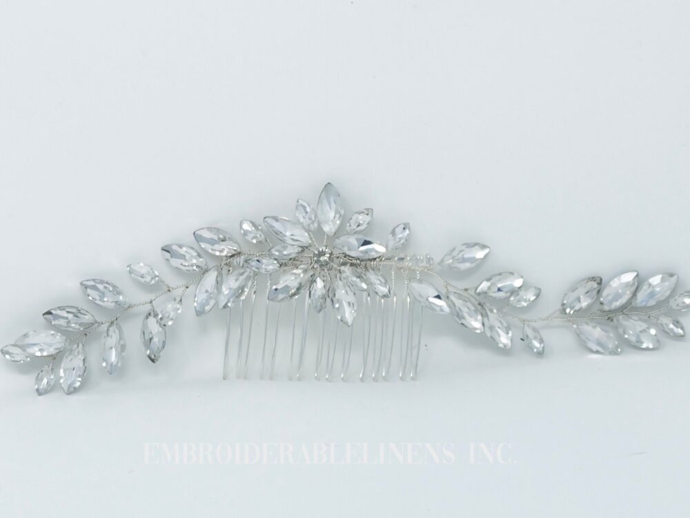 Crystal Wedding Hair Comb - Silver Rhinestone Comb, Flower Center. Beautiful Sparkle, Elegant Trending Design. Great Bride Gift