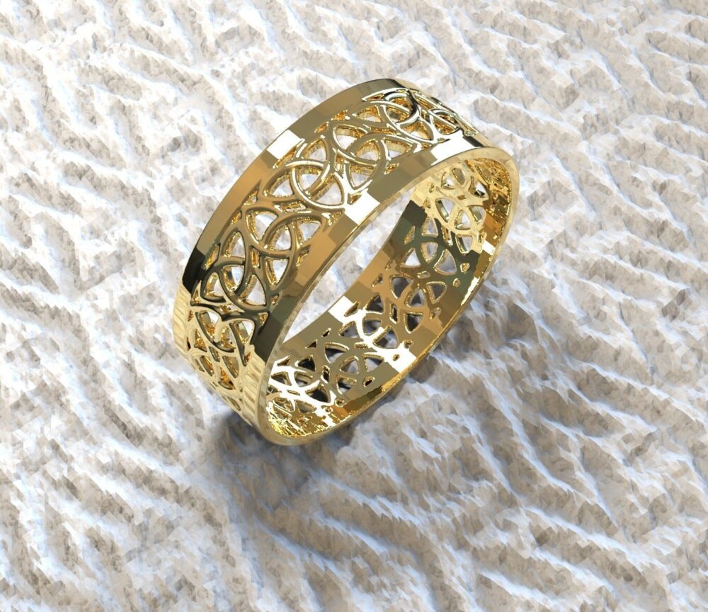Solid 14 Gold Trinity Knot Wedding Rings. Handmade 14K Gold Triquetra Wedding Celtic Ring Band