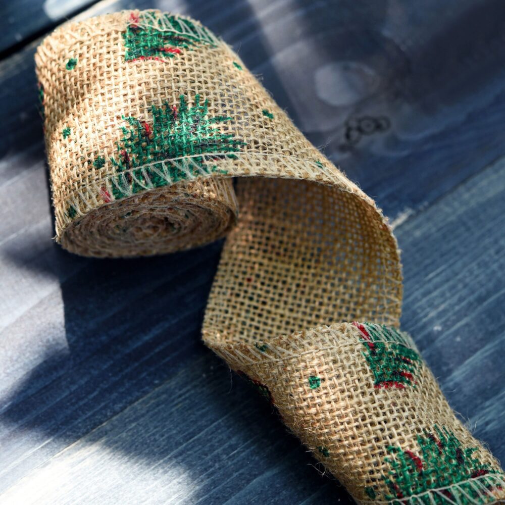 Natural Burlap Ribbon/Hessian Jute Ribbon Twine Roll, For Gift Wrap Packaging 2 Meters