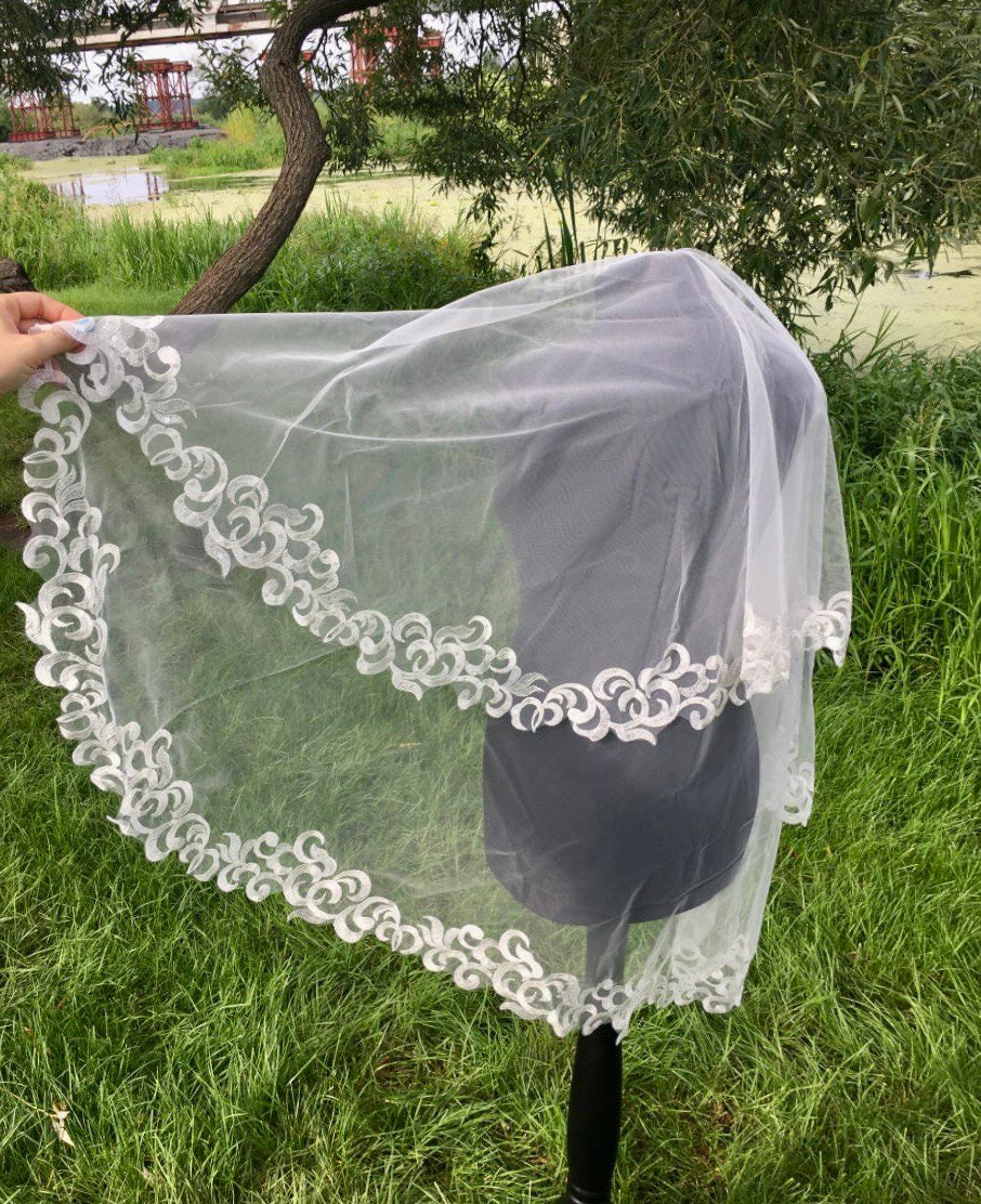 Cathedral Wedding Veil With Sequins Mantilla Veil Boho Floor Length Floral Full Leaf Bridal Wildflower