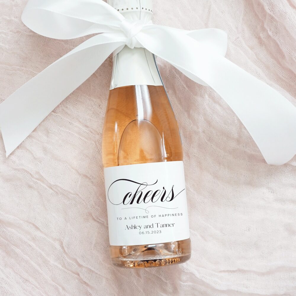 Personalized Wedding Champagne Labels | Mini Wine Full Size & Labels Favor