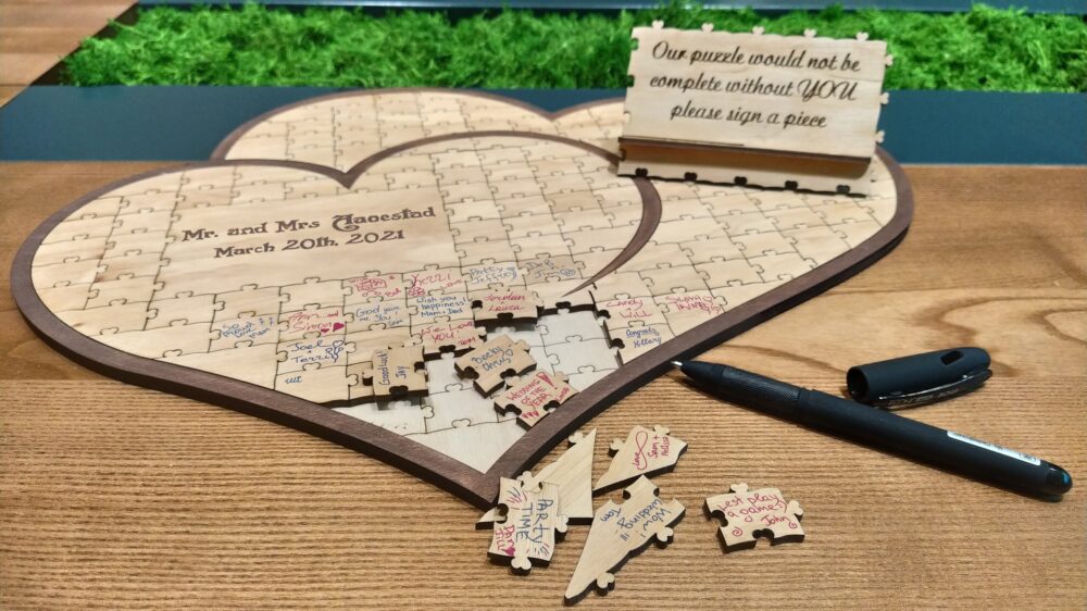 Personalized Boho Wedding Guest Book Alternative, Guestbook Sign Puzzle, Rustic Alternative Book, Custom