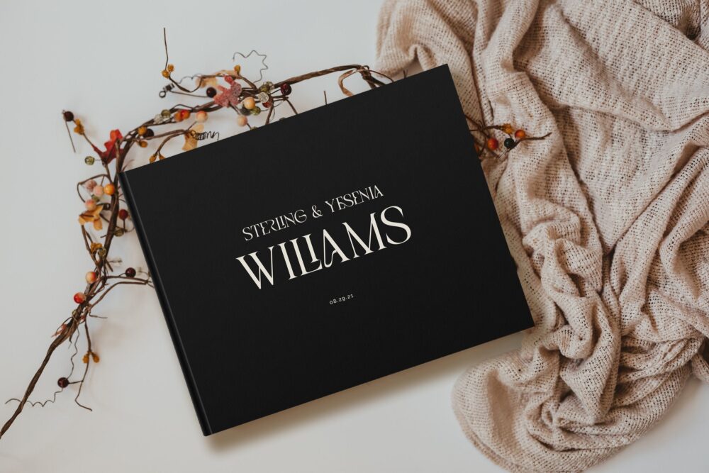 Wedding Guest Book, Boho Neutral Colors, Custom Landscape Hardcover With Gold Silver Rose Foil, Minimalist Guestbook For Your Reception