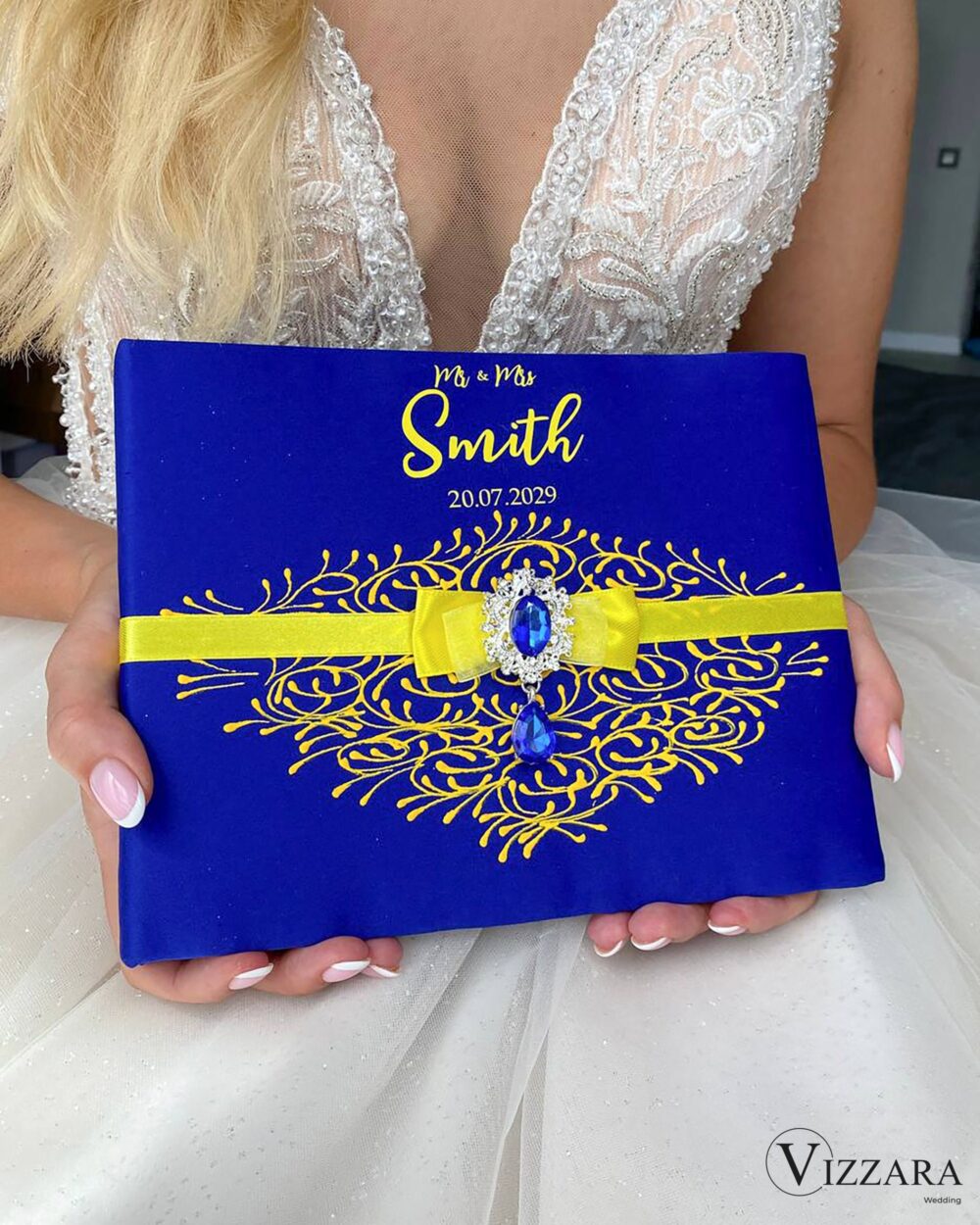 Wedding Guest Book Royal Blue & Yellow Wedding, Personalized, Guest Gifts For The Couple, Wedding Decor