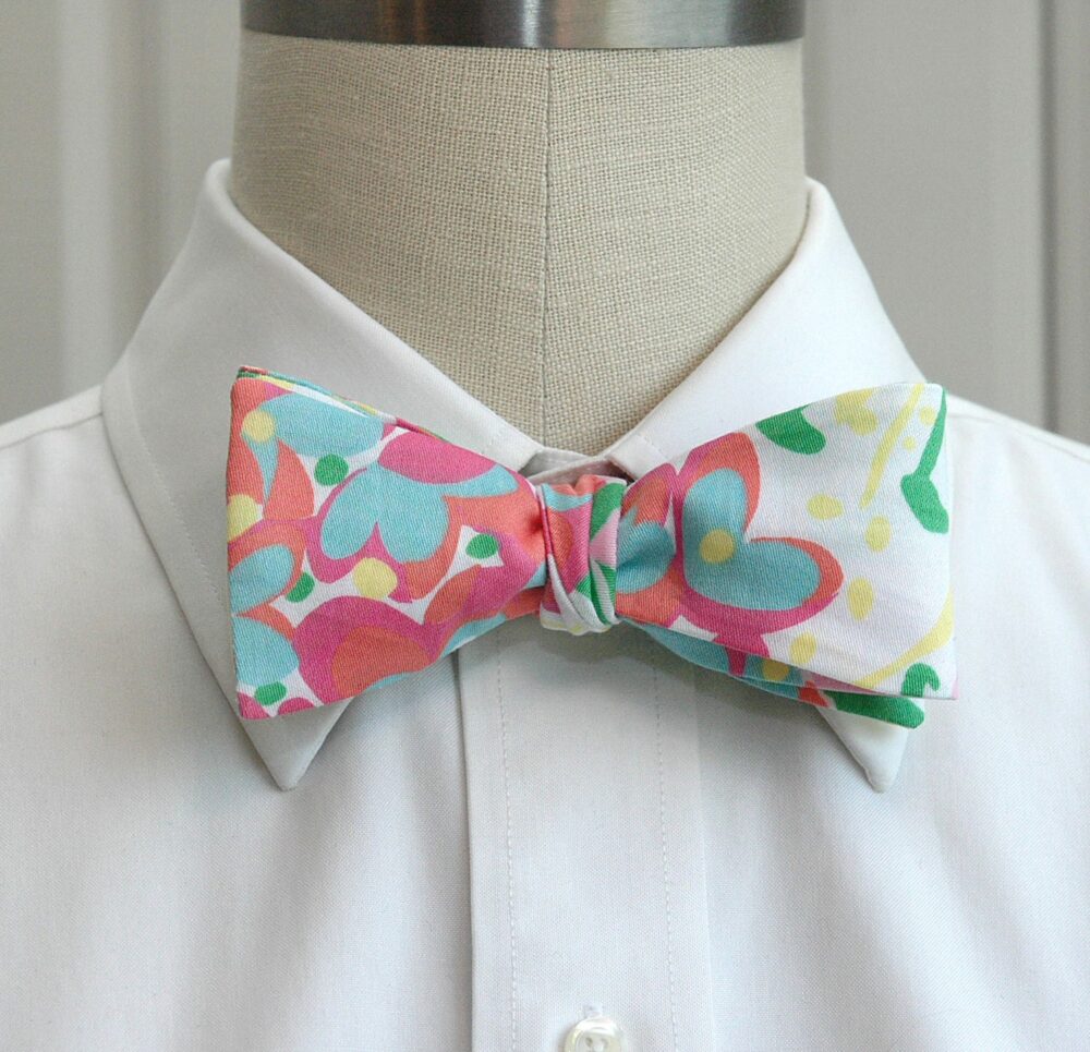Bow Tie, Multi Color Floral Print, Pinks/Green/Blue Bow Tie, Wedding Groom/Groomsmen Gift, Tuxedo Accessory, Kentucky Derby
