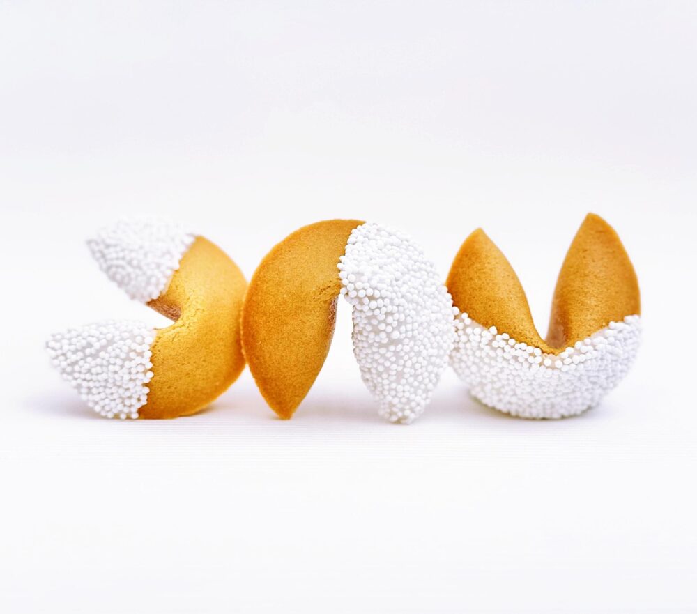 Personalized Fortune Cookies With White Chocolate & Sprinkles, Original Edible Surprise Gift, From Bride Groom, Wedding