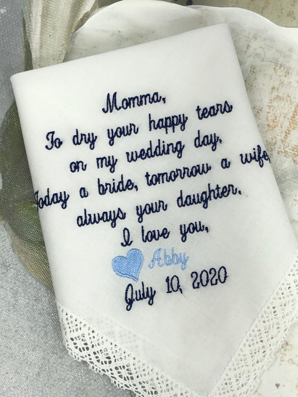 Custom Wedding Handkerchiefs, Mother Of The Bride, Favors, Bridal Shower Spring Hankies, Summer Weddings
