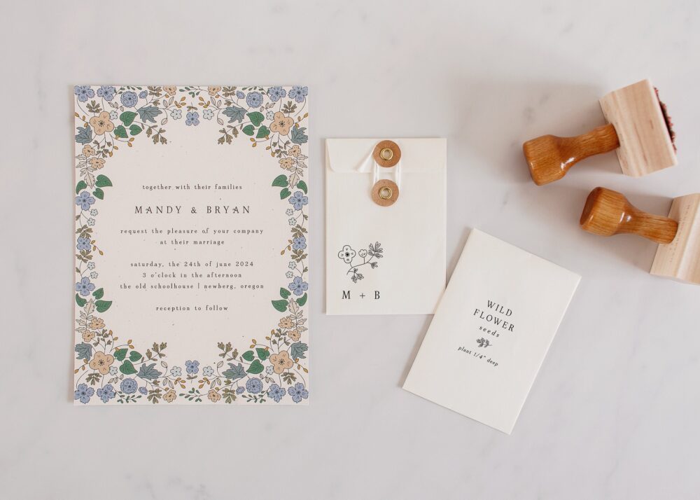 Beatrice Stamp Set | Custom Wedding Favors, Wildflower Wedding, Seed Labels, Flower Labeling, For Envelopes