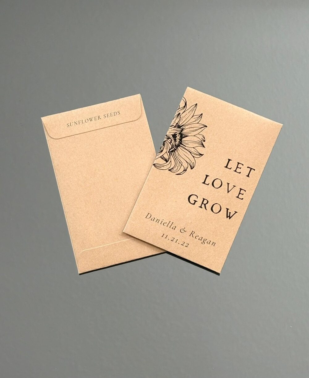 Wedding Favors Let Love Grow Sunflower Seed Packets, in Bloom Favors, Personalized Seeds Not Included