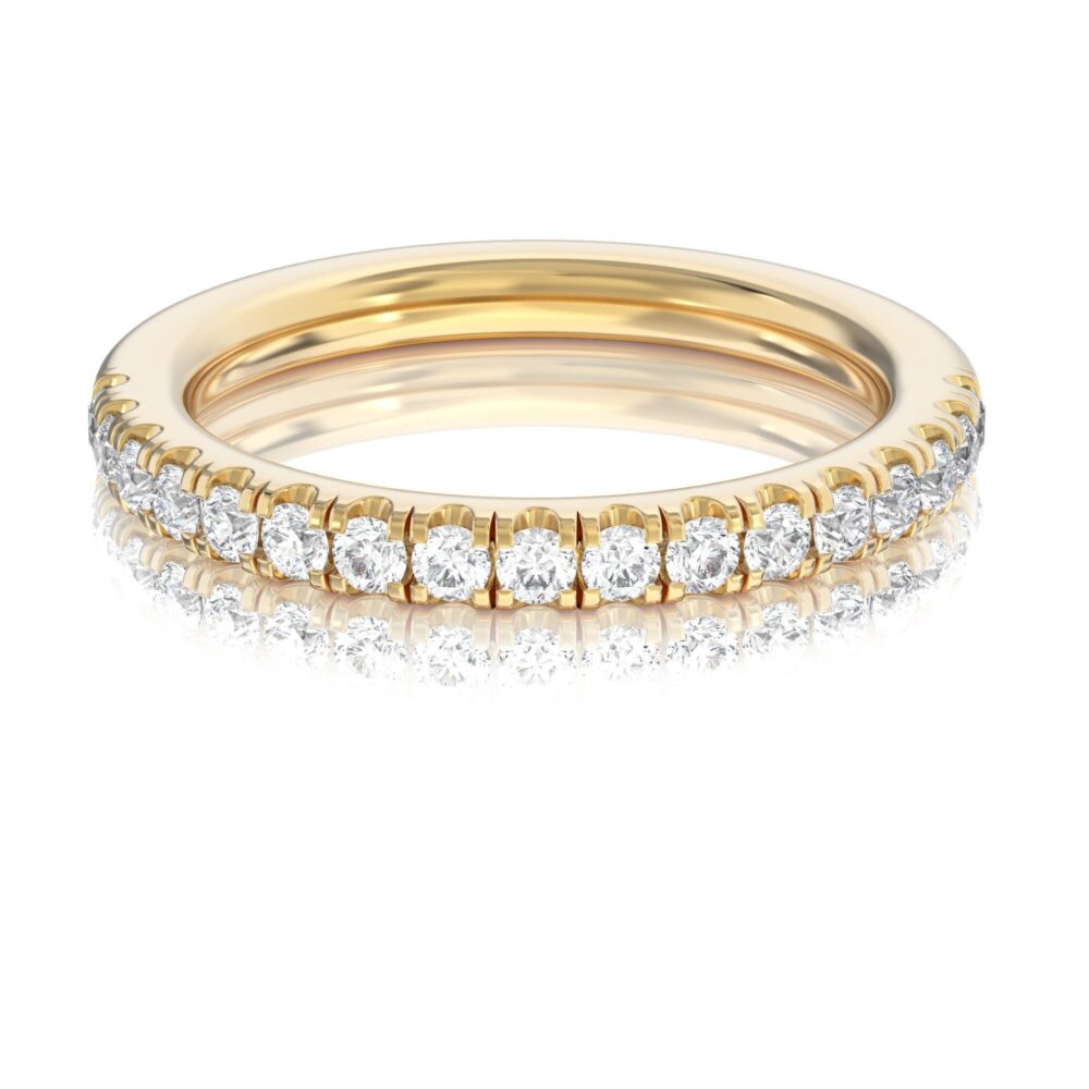 Diamond Half Eternity Band, Ring, Engagement Rings 14K Gold Ring, Diamond Wedding Band, Stackable Ring, 2.2mm