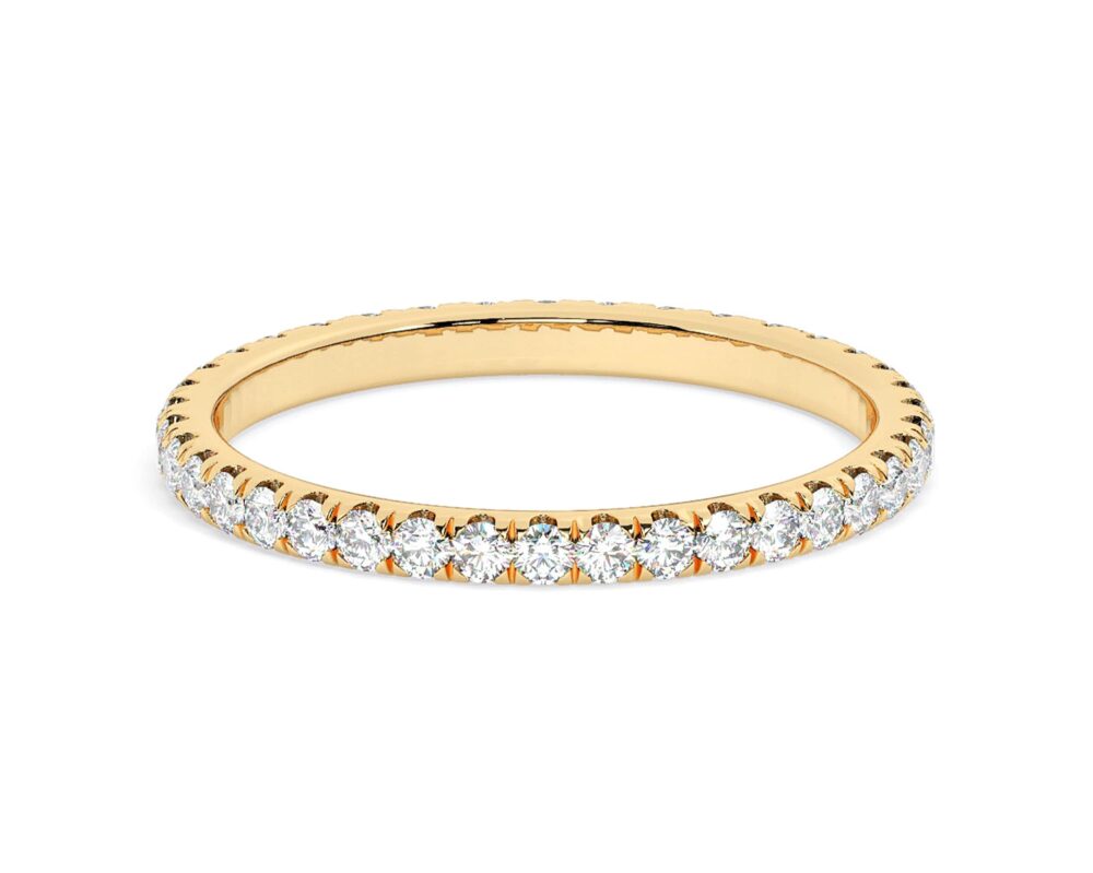 Diamond Full Eternity Band Ring/14K Gold Micro Pave Wedding Set With 1.5mm Diamonds