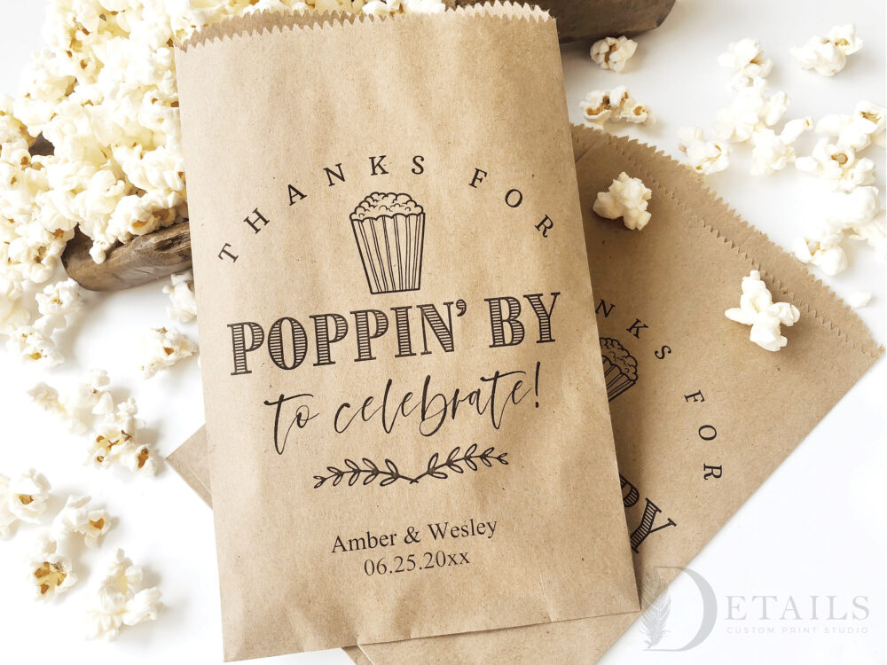 Personalized Popcorn Bags, Wedding Favor Buffet Bar Bags-25Pk