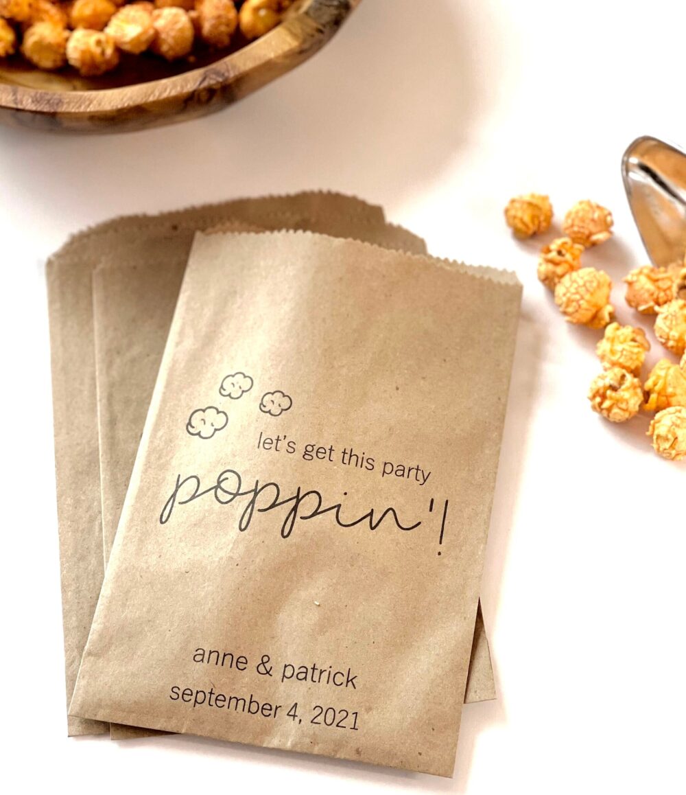 Wedding & Party Popcorn Bags, Personalized Favor Buffet Custom Unique Favors, 25 Pck