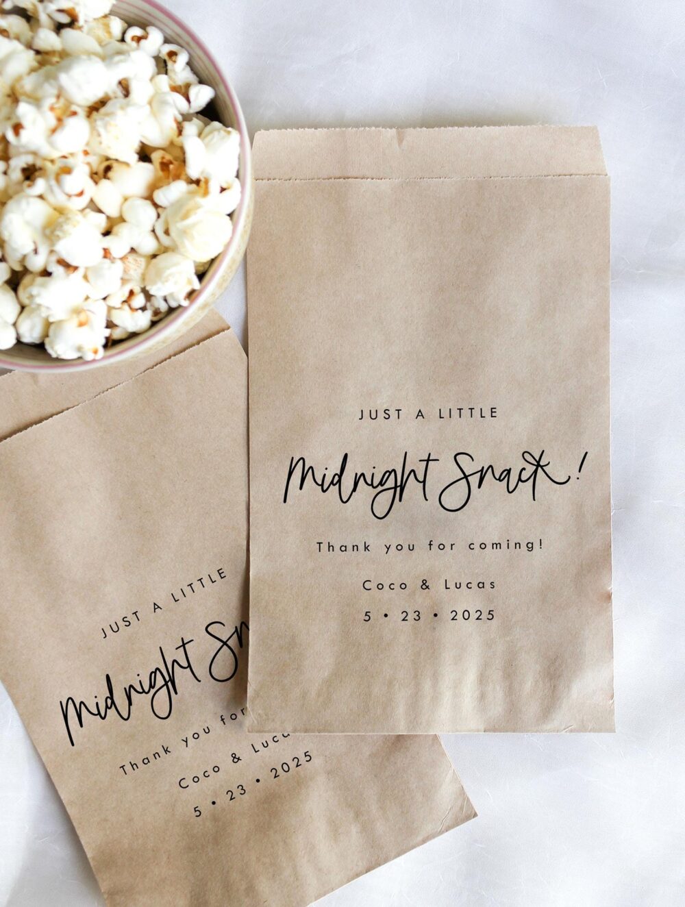 Midnight Snack Favor Bags || Popcorn Bag, Wedding Cookie Birthday Party