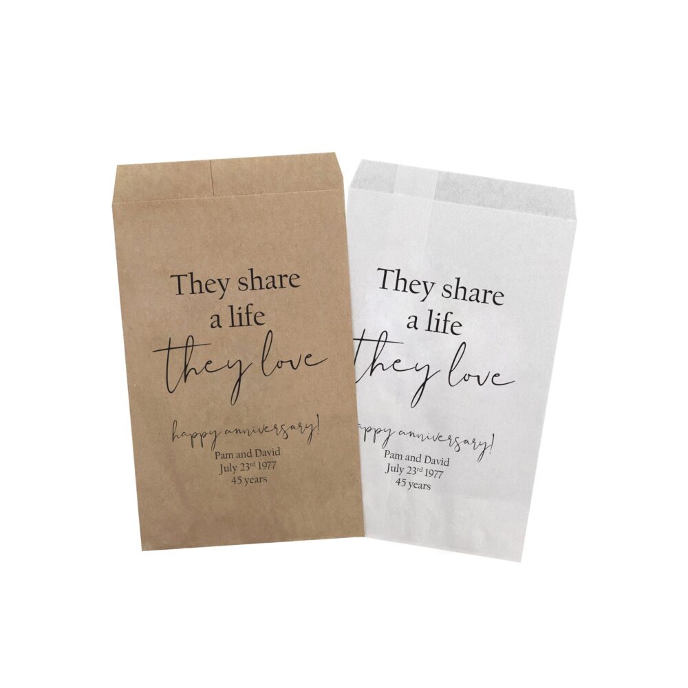 Anniversary Party Treat Bags, Vow Renewal Goodie Wedding Favor Country Wedding, Kraft Brown Rustic, Burlap, Popcorn, Candy