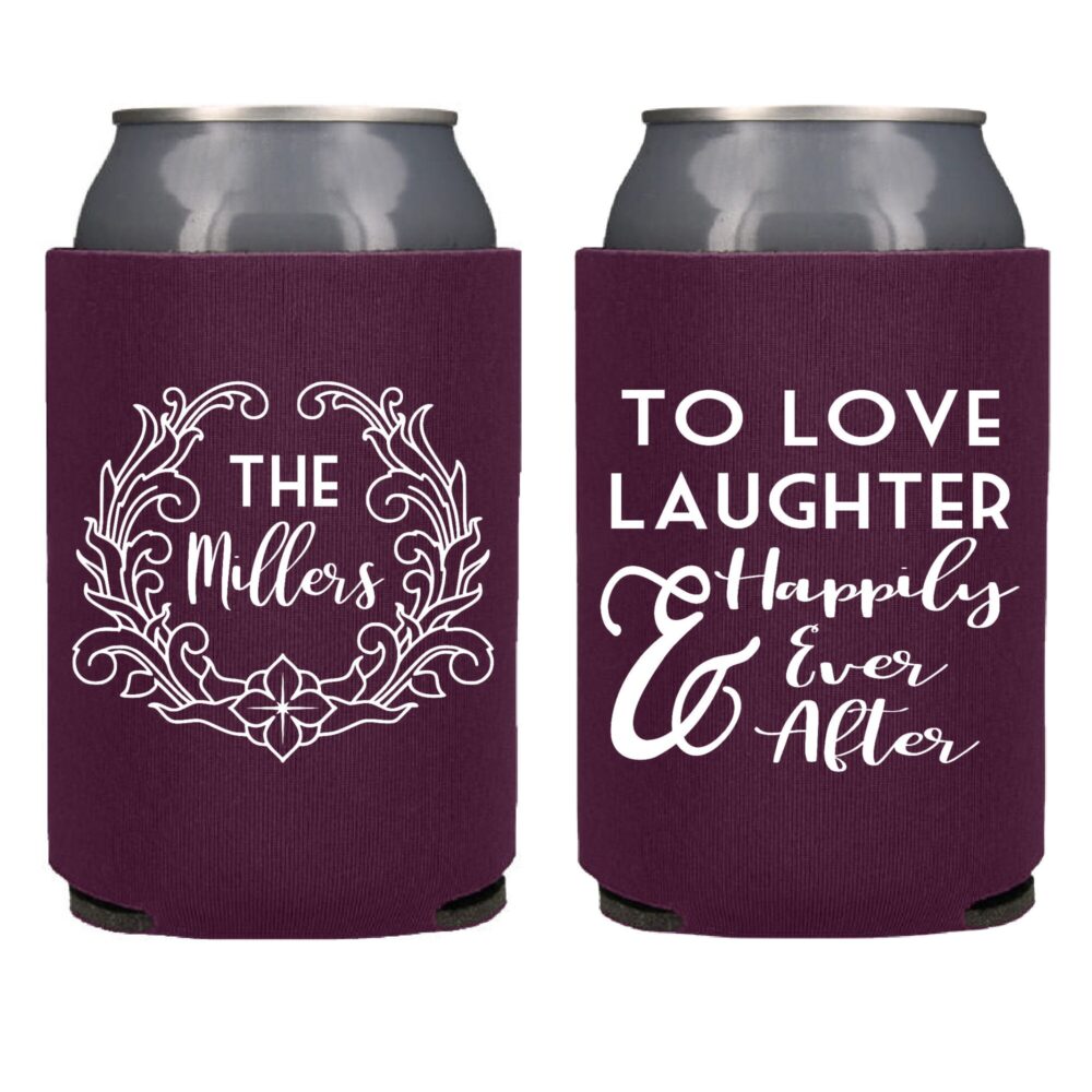 Custom Vintage Wedding Favors, To Love Laughter & Happily Ever After Can Coolers, Rehearsal Dinner Reception