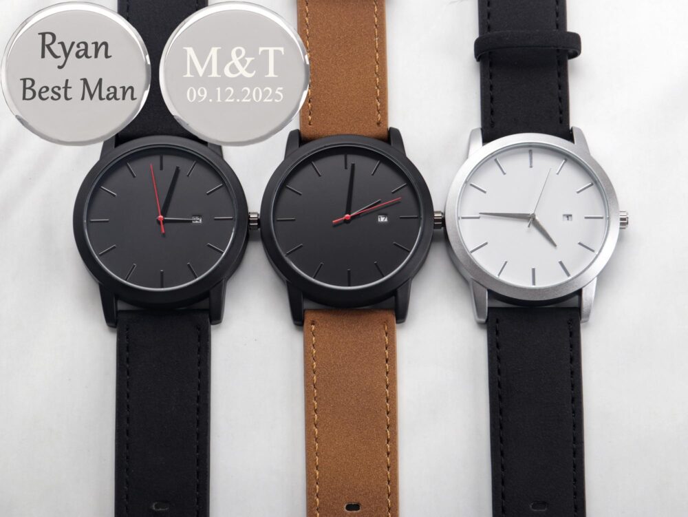 Personalized Groomsmen Watch, Watch For Men, Leather Personalized, Bestman Gifts, Custom Wedding Grooms Man