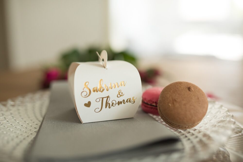 30 Personalized Wedding Favor Boxes For Guests, Gold Foil, Candy Box, Small Gift Boxes