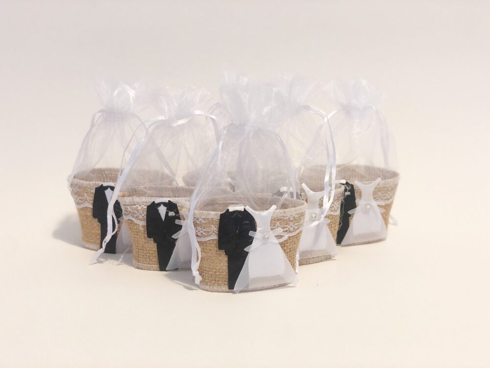 Bride & Groom Jute Favors Bags, Wedding For Guests, Engagement Gift Thank You Coming Souvenir, Small Chocolate Bags